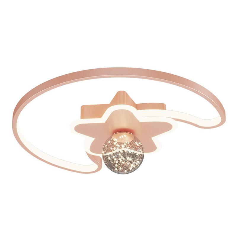 Luminaire encastré en forme d'étoile en métal, plafonnier LED en verre avec boule de simplicité pour chambre à coucher