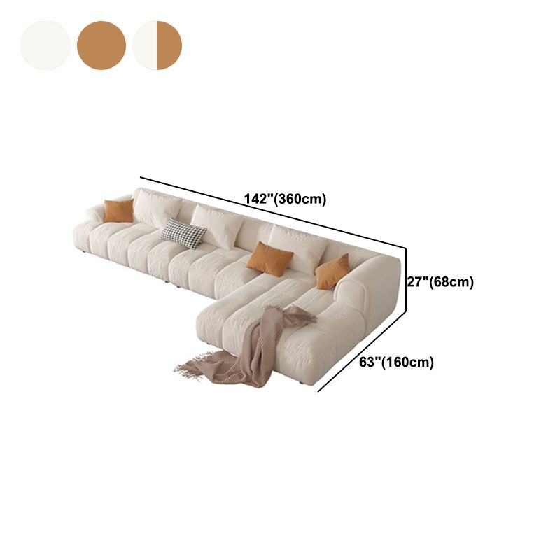 L-Shape Velvet Sectional with Recessed Arm and Pillow Back for Apartment