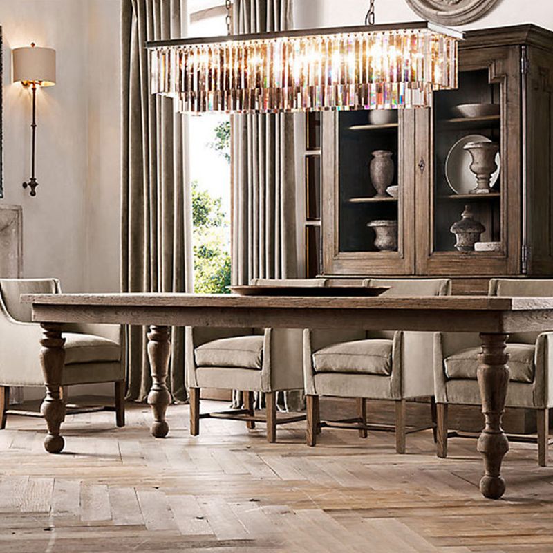 Colgante de cristal rectángulo colgante lineal comedor moderno de la isla de la isla de la isla