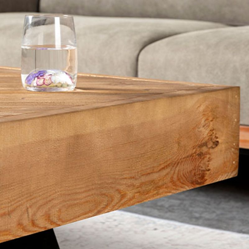 Scandinavian Block Coffee Cocktail Table in Pine Wood Square Shape