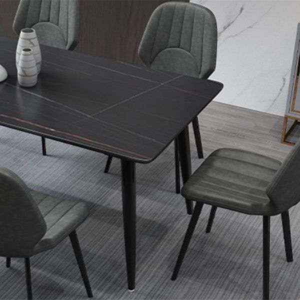 Contemporary Rectangle Dining Table Sintered Stone Dining Table in Black