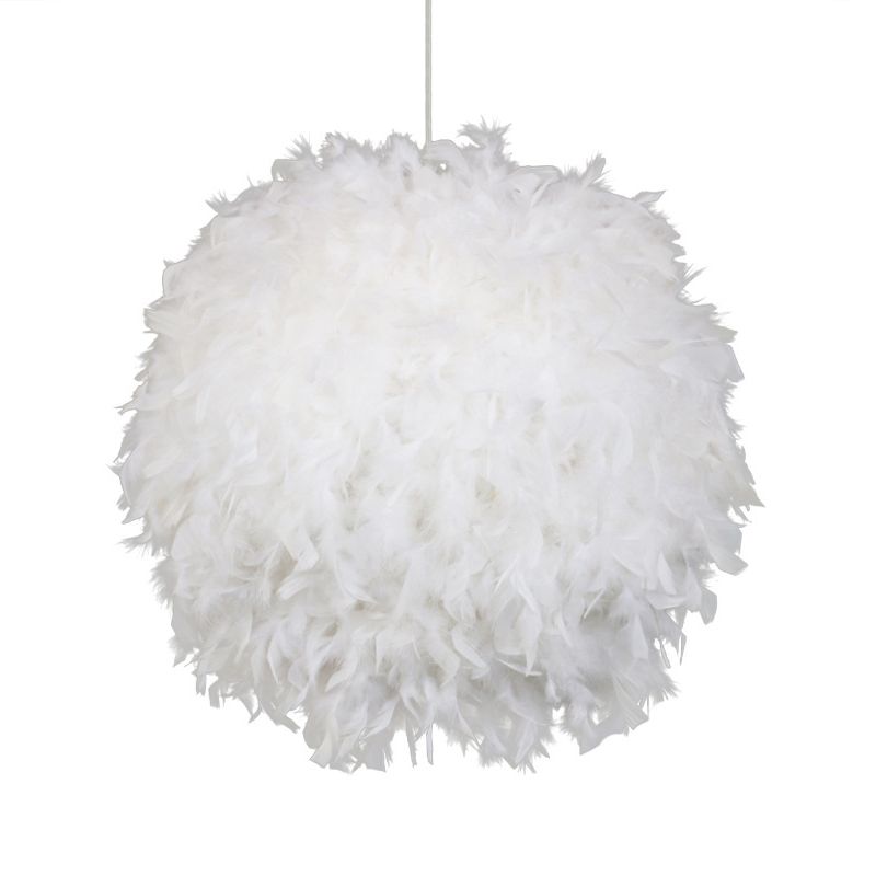 Sphère de large 12 "/ 14" / 16 "de large pendentif Plume moderne 1 chambre à tête plafond peindre légère en blanc / rose / rose rouge