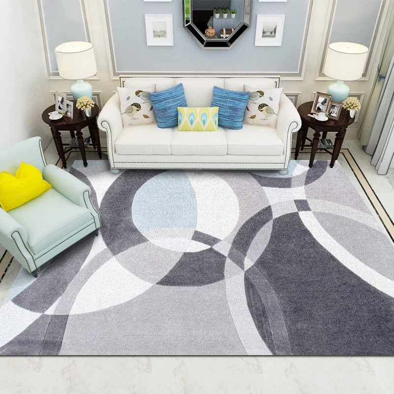 Comfort Geometric Design Area Rug Contemporary Funky Polyester Carpet Anti-Slip Backing Area Carpet for Living Room