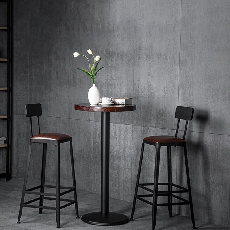 Industrial Leather Bar and Counter Stool Square Stool with 4 Legs