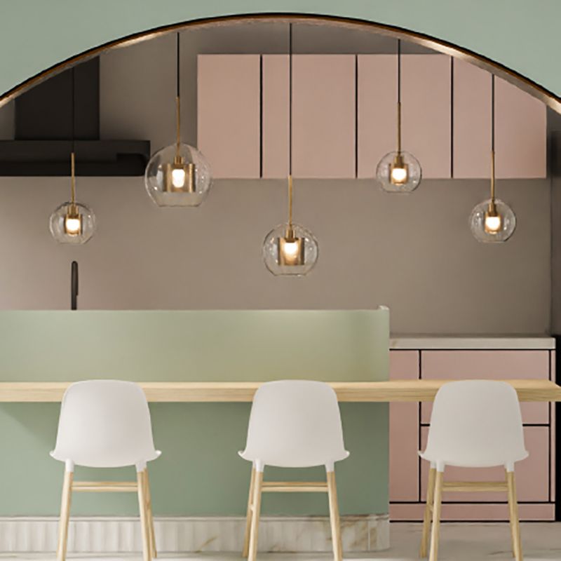 1 lampe suspendue en verre léger métal géométrique suspendu pendant léger en clair