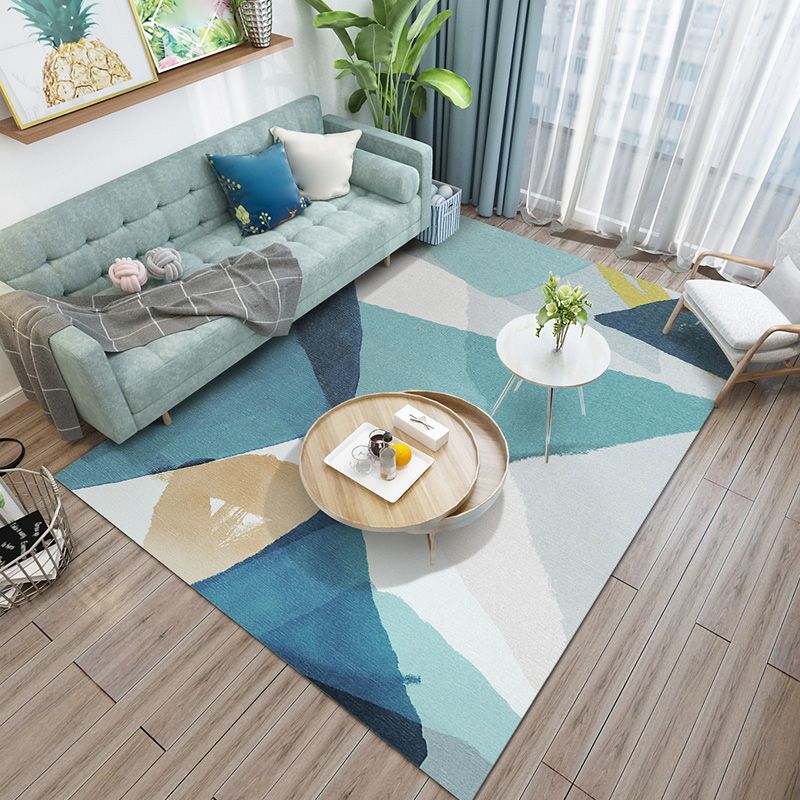 Minimalist Area Rug Marble Pattern Carpet Polyester Stain Resistant Area Rug for Living Room