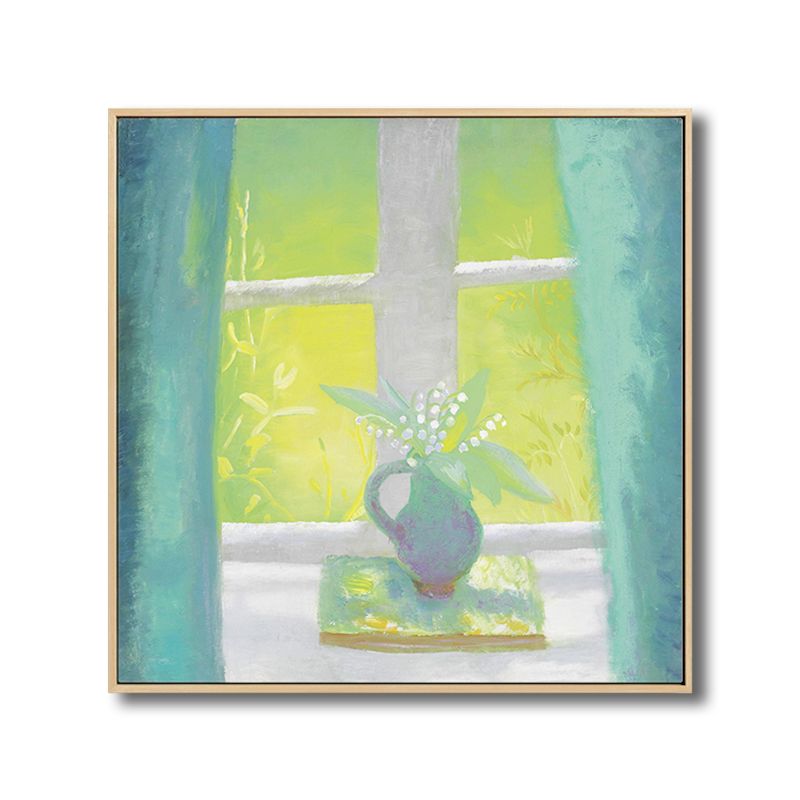 Farmhouse Canvas Wall Art Pastel Color Vase in the Window Painting for Family Room