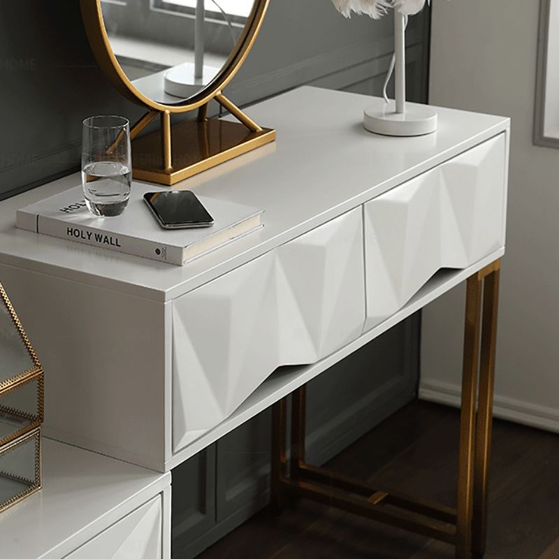 Contemporary White Makeup Dressing Table Stool Set with Drawers