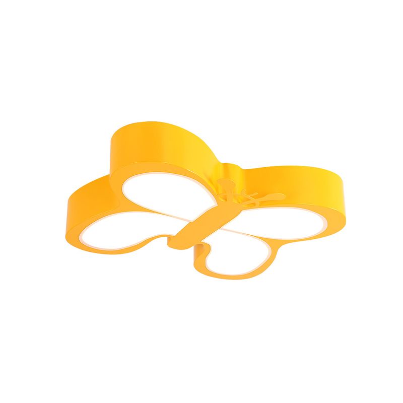 White/Yellow Butterfly Flush Light Macaron Acrylic LED Ceiling Flush Mount for Kindergarten