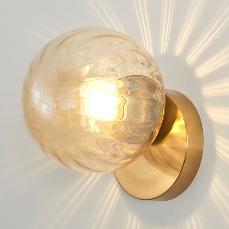 Glass Spherical Shape Wall Lights Modern Style 1 Light Wall Mount Fixture for Living Room