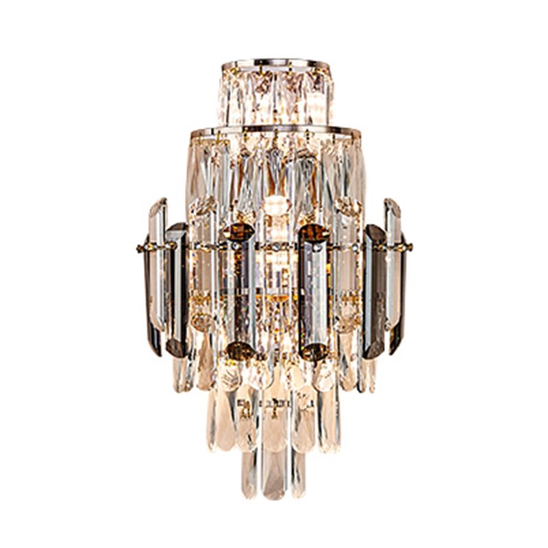 Crystal Geometric Shape Wall Sconces Modern Multi Lights Wall Mount Light Fixture in Gold
