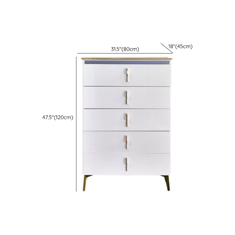 Stone Glam Storage Chest Bedroom Chest in White with Drawers