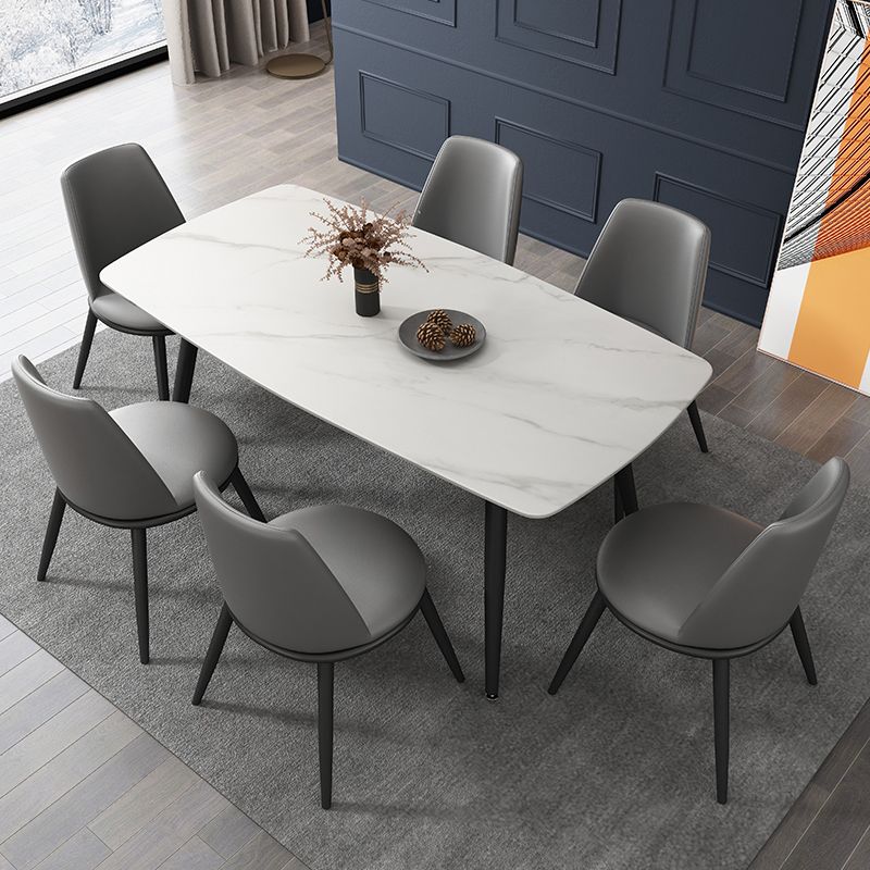 Industrial Style Stone Dining Table 4 Legs Dining Site Table for Dining Room