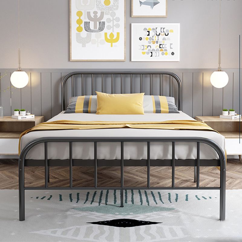 Contemporary Metal Slat with Headboard Rectangular with Metal Legs Slat Bed