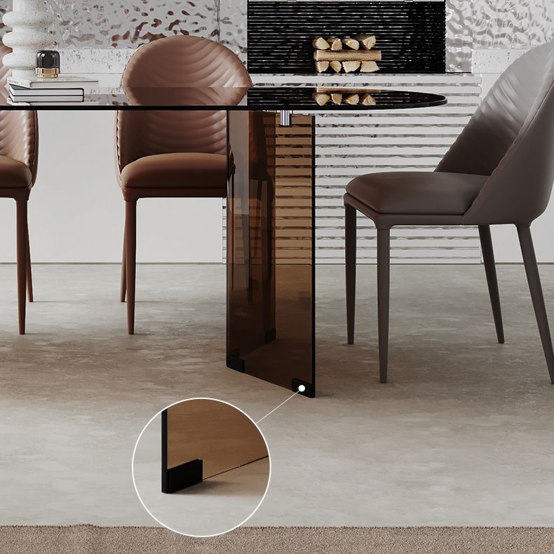 Glass Contemporary Free Form Dining Table Clear Glass Table for Dining Room and Kitchen