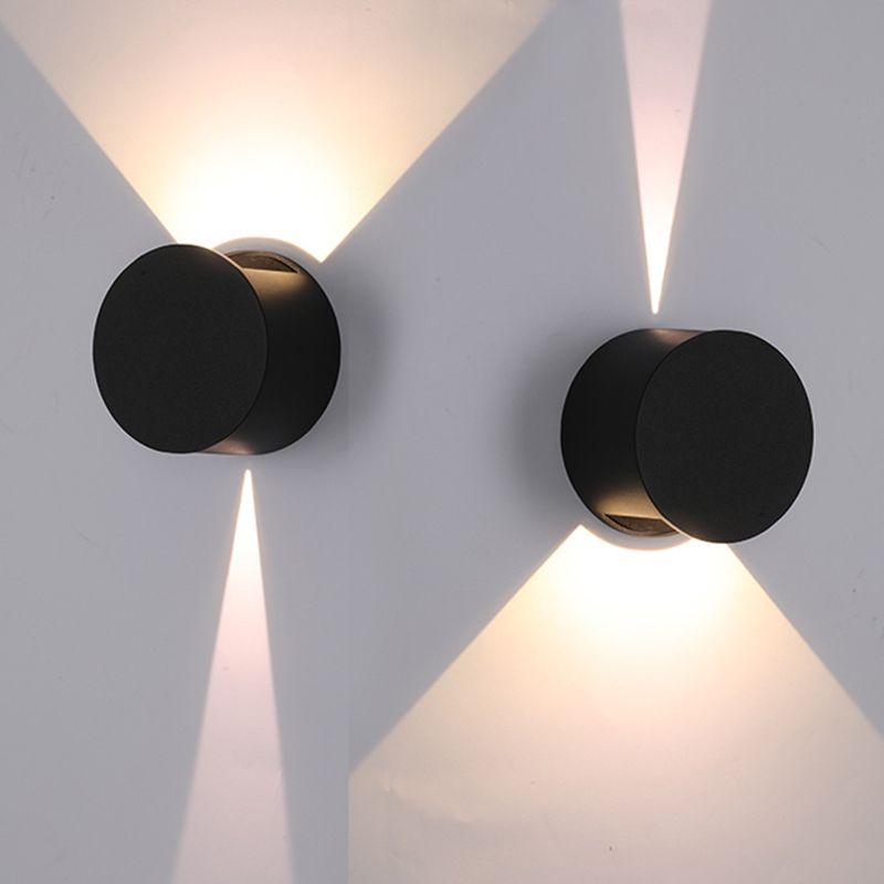Hoop Shape Wall Light Modern Style Metal 2 Lights Sconce in Black/White