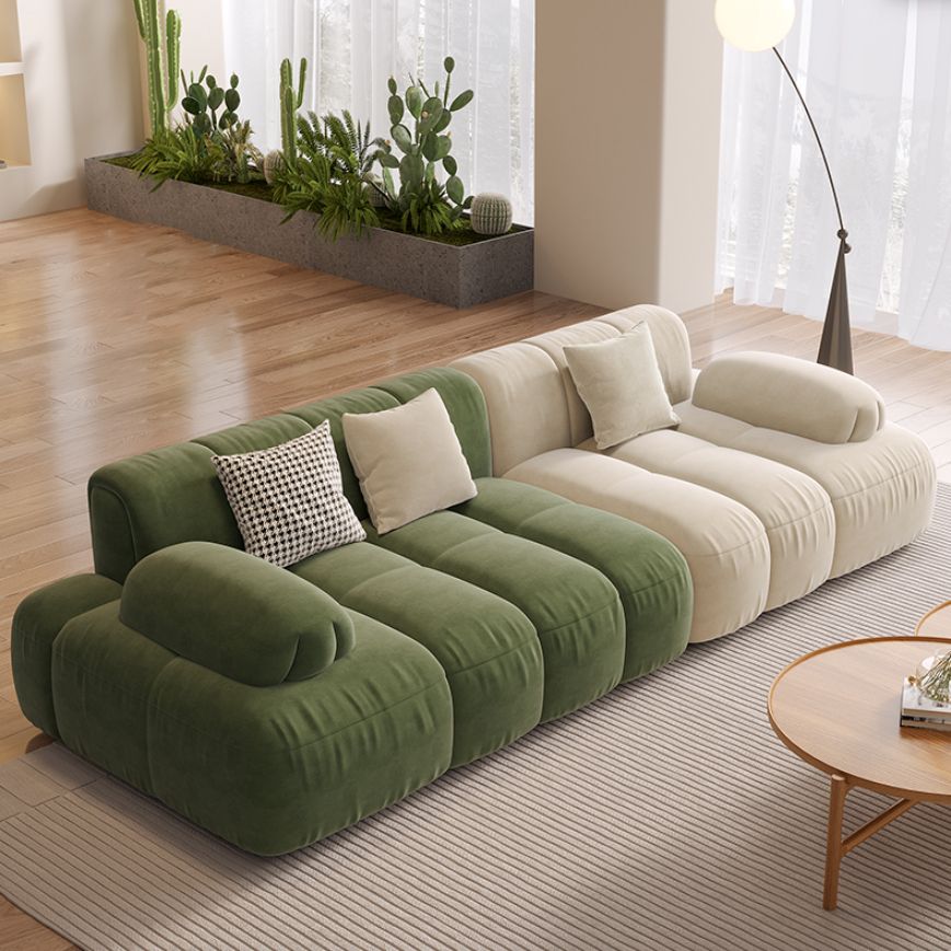 Scandinavian Seating Faux Leather Green Tufted Recessed Arm Living Room