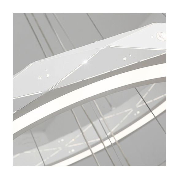 1/2/3-Light Dining Room Pendant Light with Ring Acrylic Shade White Ceiling Chandelier in Warm/White Light