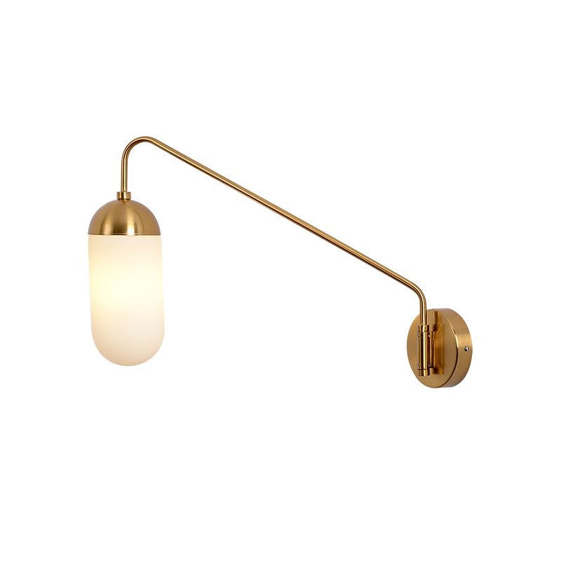 Nordic Tablet Frosted Glass Wall Sconce Lighting 1 Head Wall Light Fixture in Brass for Bedroom