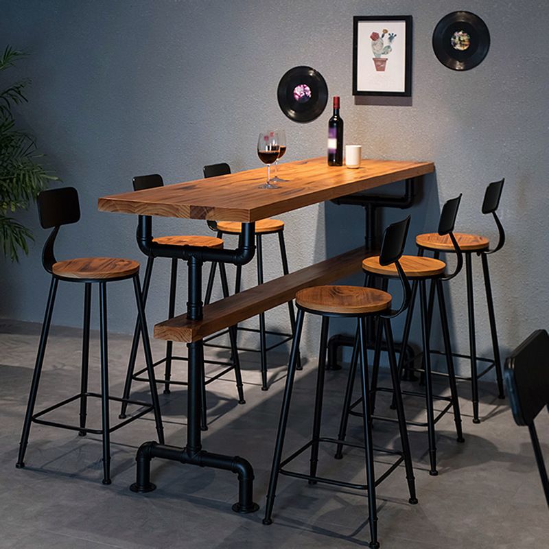 Contemporary Pub Table Solid Wood Rectangle Bar Table for Indoor