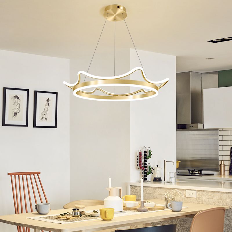 Crown Chandelier Light Fixtures Modern 2-Light Suspension Pendant Lamps with White Acrylic Shade