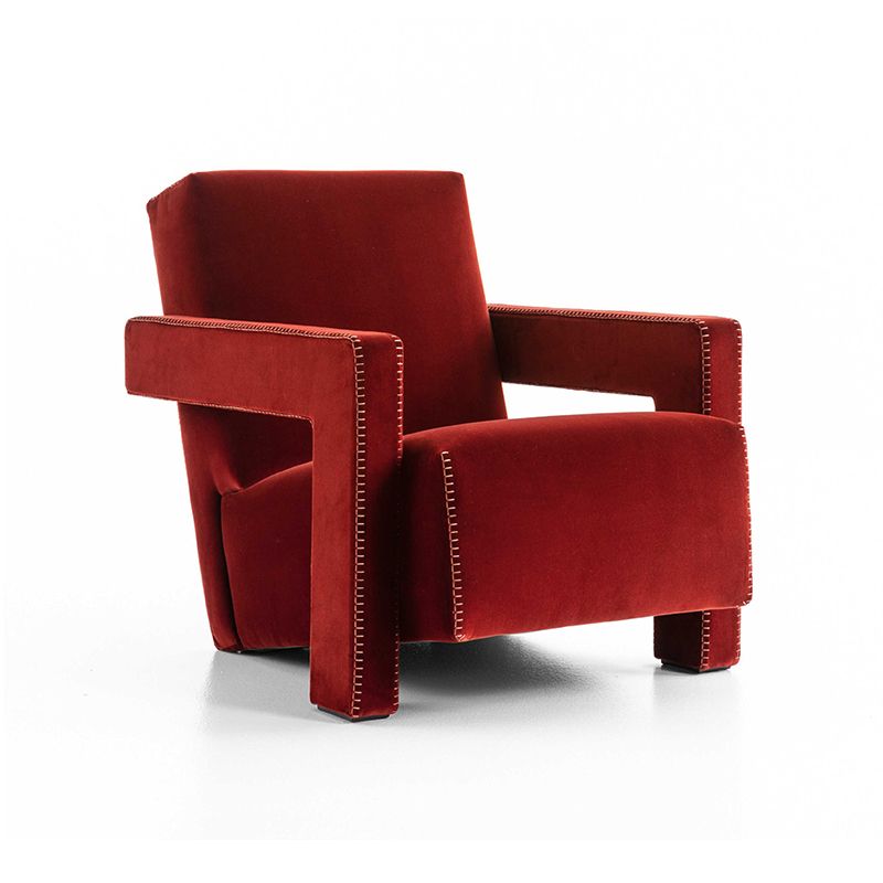 25.2"L x 33.4"W x 27.6"H Contemporary Square Arms Tight Back Chair for Living Room