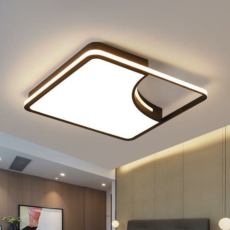 Plafonnier encastré carré moderne chambre en métal LED encastré luminaire, noir