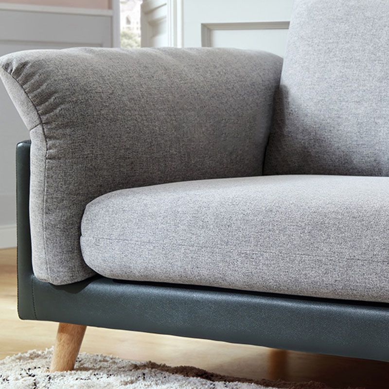 Contemporary Linen Standard Sofa Pillow Top Arm Settee in Beige and Grey