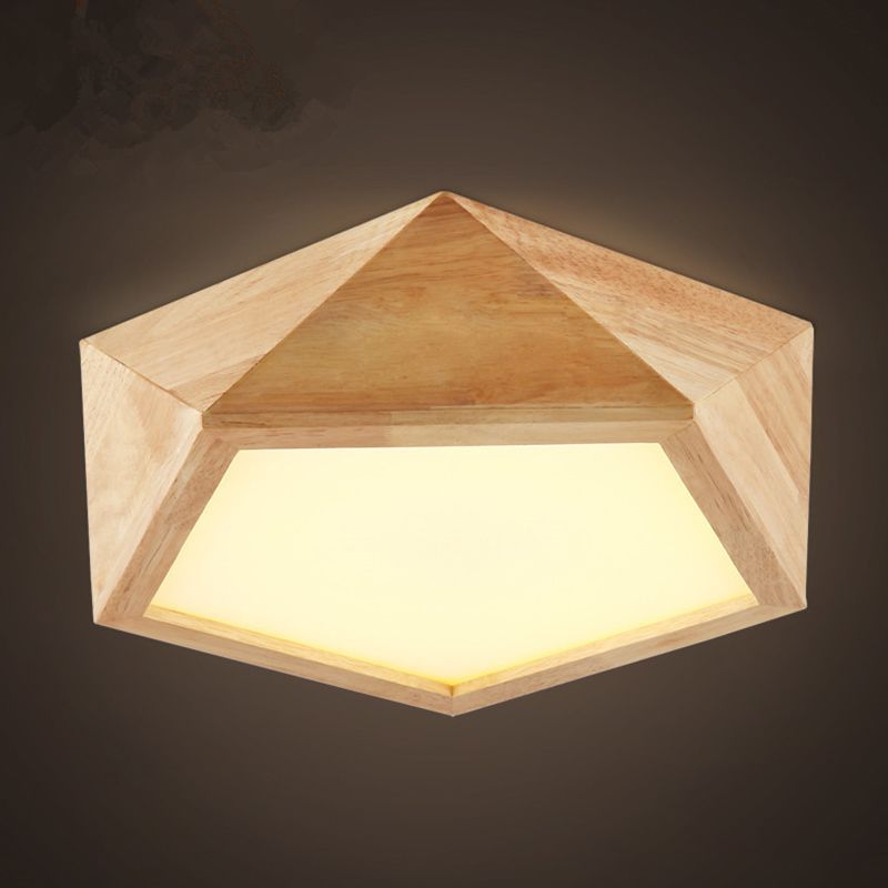 Plafonnier LED en acrylique de simplicité moderne, montage encastré géométrique en bois pour les espaces intérieurs
