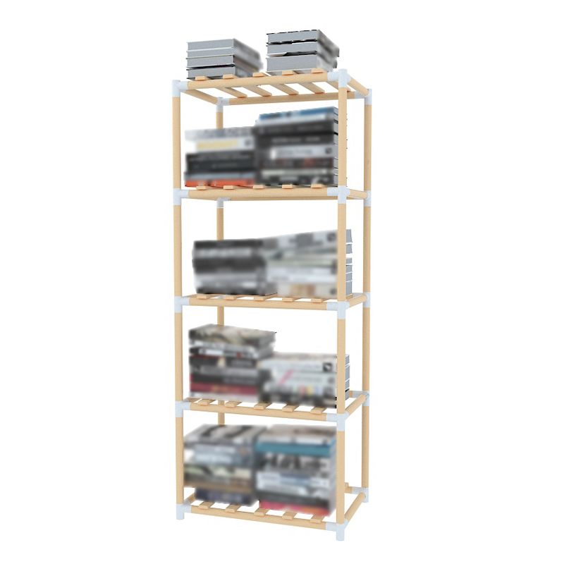 Contemporary Style Bookshelf Open Back Solid Wood in Natural Book Shelf