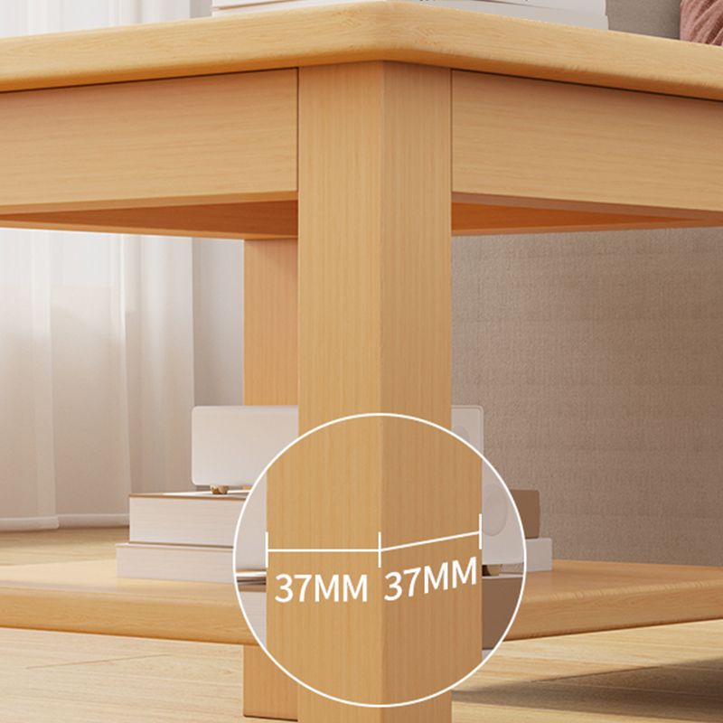 Modernistic Side Table Double Tier Wood Accent Side Table with Shelf