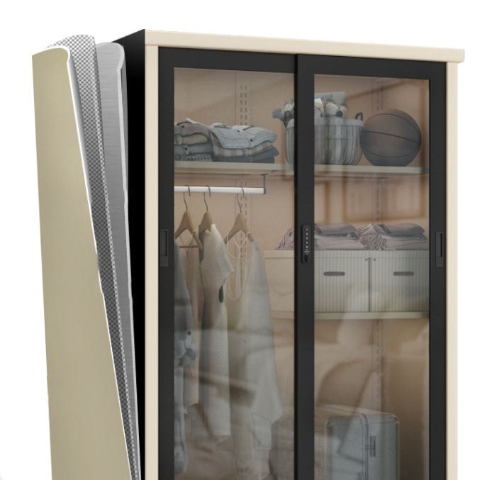 Contemporary Style 1-Door Wardrobe Glass Wardrobe Closet with Shelves