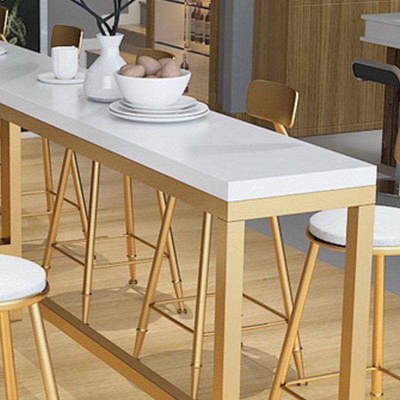 Glam Bar Height Table Solid Wood Top Bistro Pub Table with Gold Base