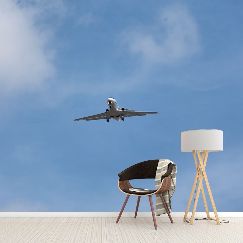 Modern Airplane Transportation Photo Simple Mural Wallpaper for Sitting Room