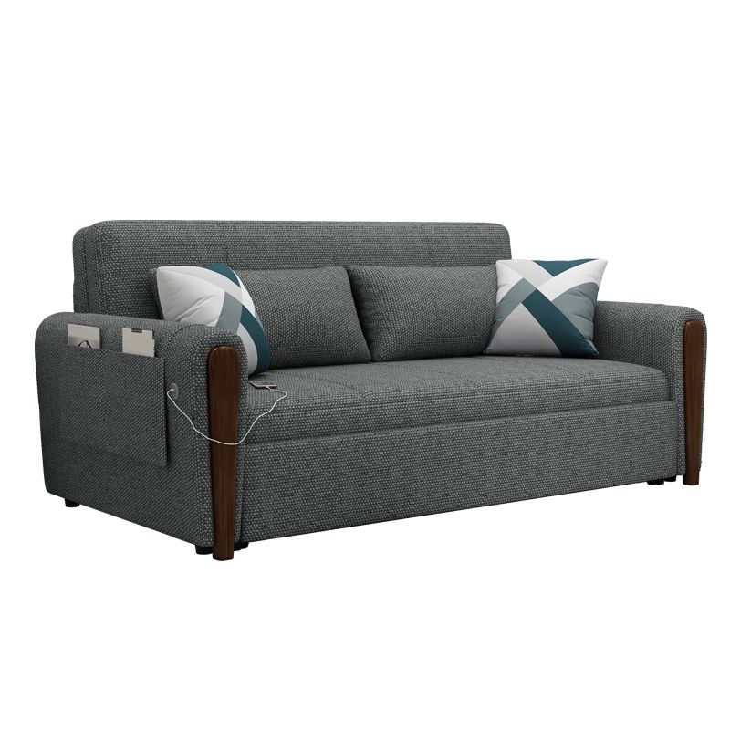 30.7" Wide Futon Sofa Bed with Storage Foldable Linen Gray Scandinavian