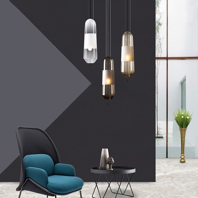 1 pendentif cylindrique léger moderne table de salle à manger en verre soufflé à la main