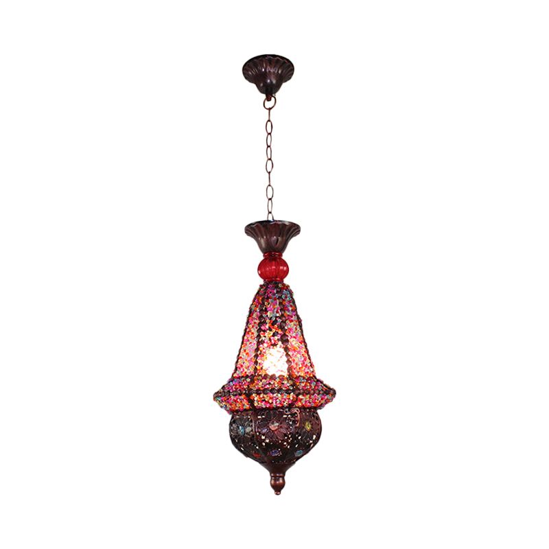 Lantern Restaurant Pendant Lamp Decorative Metal 1 Head Copper Hanging Ceiling Light