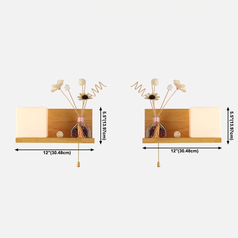 Glass Log Color Wall Lamp in Modern Concise Style Wooden Rectangular Wall Light without Decorations