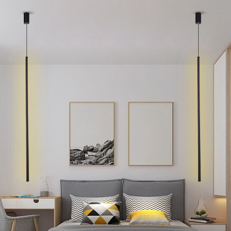 1 Light Linear Hanging Pendant Modern Style Metal Hanging Lighting for Bedside