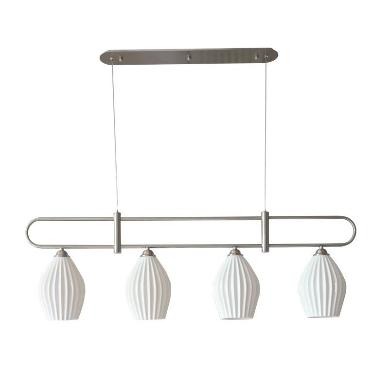 3/4-Light Modern Style Nickle/Chrome Shaded Statement Linear Kitchen Island Light