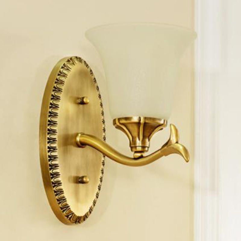 Glazen klok wandmontage verlichting armatuur traditionele badkamerschonce verlichting in messing