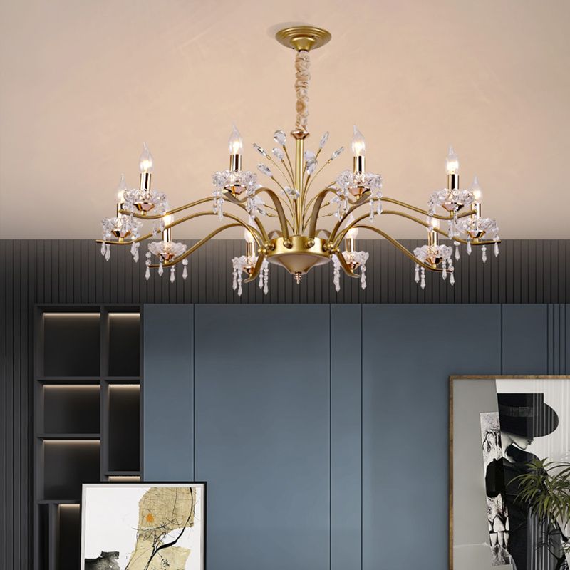 Traditional Unique Chandelier Lights Crystal Pendant Light Fixtures in Gold
