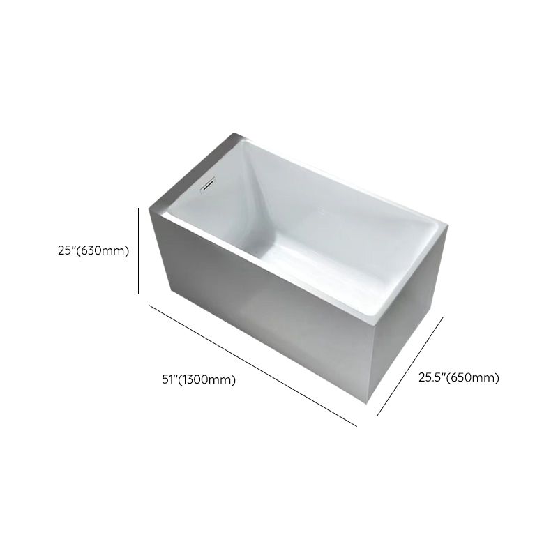Contemporary Rectangle Acrylic Bathtub Freestanding Soaking Bathtub