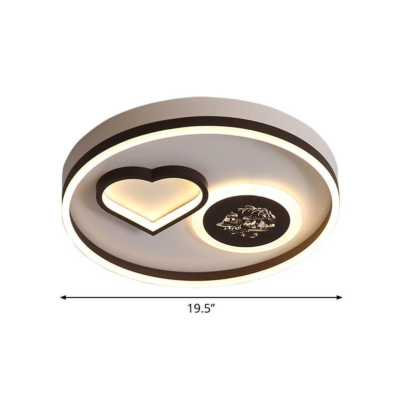 Ring Close to Ceiling Light Modern Acrylic Led Coffee Flushmount Lighting with Heart Shape in Warm/White Light