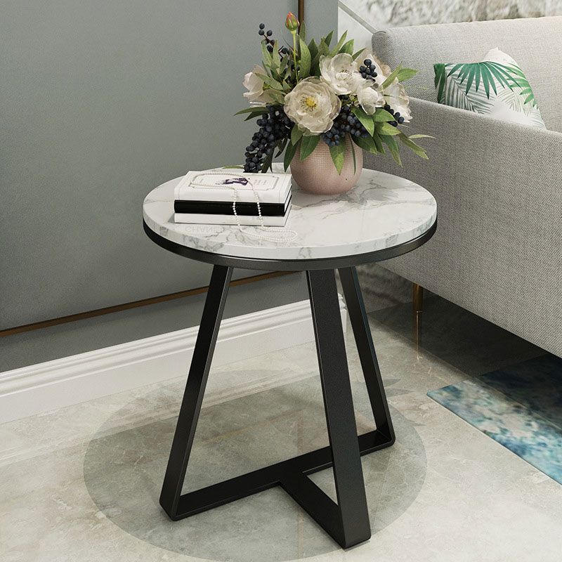 19.69 inch Wide Contemporary Style Side End Table Metal Round Sofa Side Accent Table