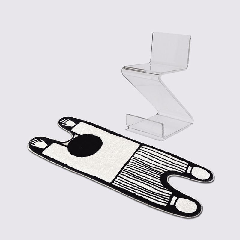 Black Modern Rug Polyester Kids Indoor Rug Stain Resistant Rug for Living Room