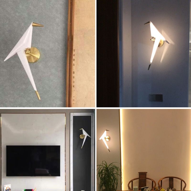 Modern Metal Wall Sconce Bird Shape Wall Light with Acrylic Shade for Living Room