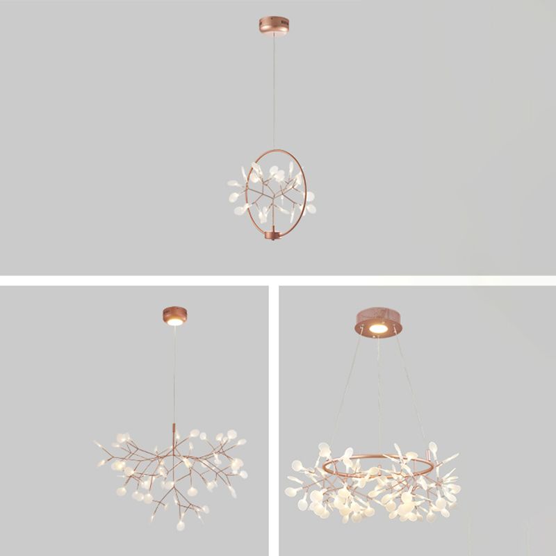 Rose Gold Sputnik Pendant Light in Modern Creative Style Stainless-Steel Firefly Ceiling Light with Acrylic Shade
