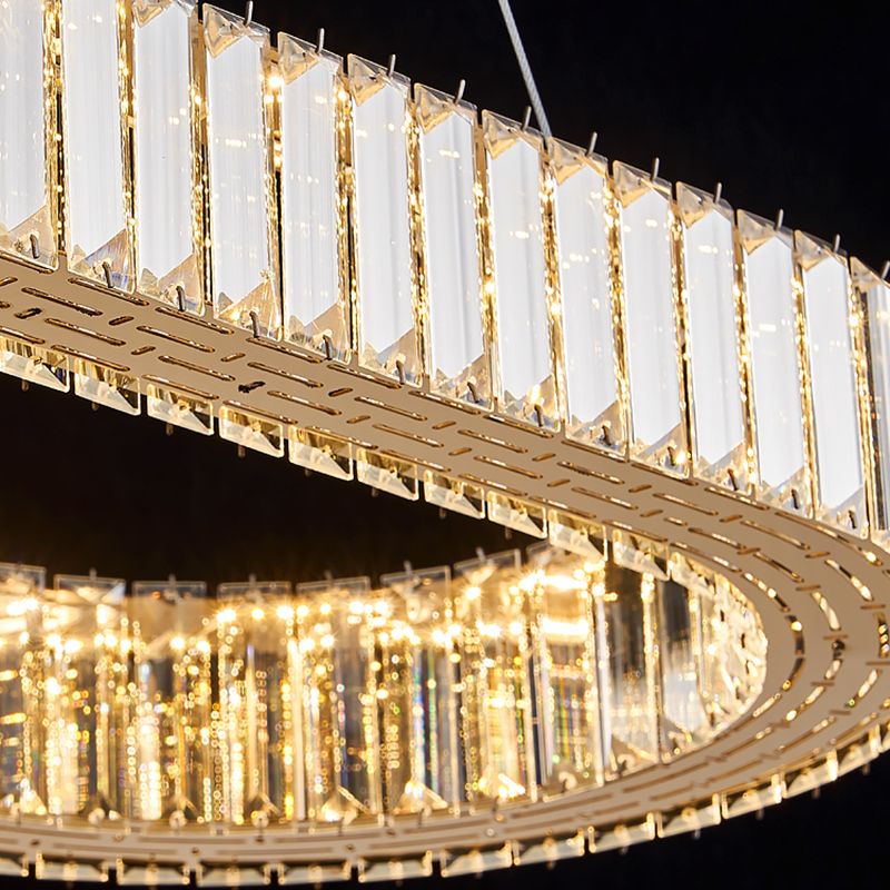 Contemporary Island Lighting Oval Crystal 1 Light Island Ceiling Light