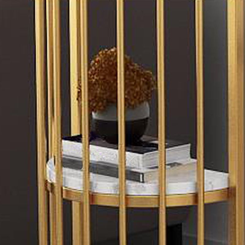 Glam Specialty White Bar Table Faux Marble Pedestal Bar Height Pub Table with Shelves